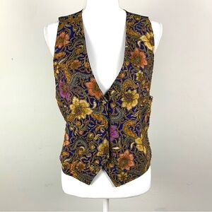Vintage Women 3 Button Vest Waistcoat Heavily Beaded Maximalism Statement Large